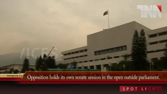 Opposition holds its own senate session in the open outside parliament.