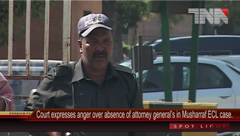 Court expresses anger over absence of attorney general’s in Musharraf ECL case.