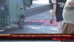 Pasban staged protest against Drone attacks in Pakistan’s Peshawar.